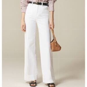 J.Crew 1996 Denim Trouser Jeans WMNS 29P White Hi-Rise Zip Fly Wide-leg Stretch